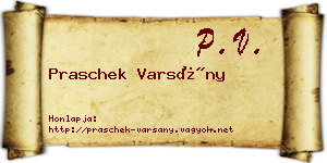 Praschek Varsány névjegykártya